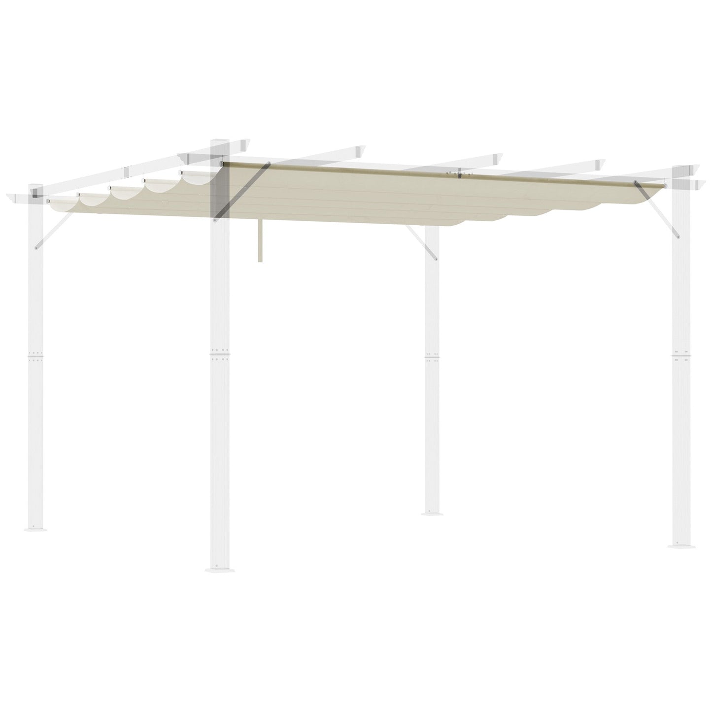 Outsunny Retractable Pergola Cover, 2.55 x 2.5 m Replacement Canopy Fabric for 3 x 3 m Frame, Roof Top Only, Cream White