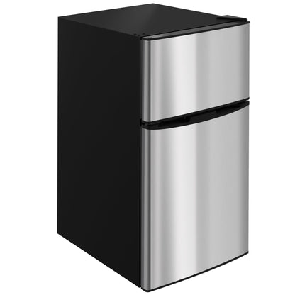 HOMCOM 88L Under Counter Fridge Freezer, Small Refrigerator with 5-Setting, 3 Star Freezer Rating, Black and Silver Tone