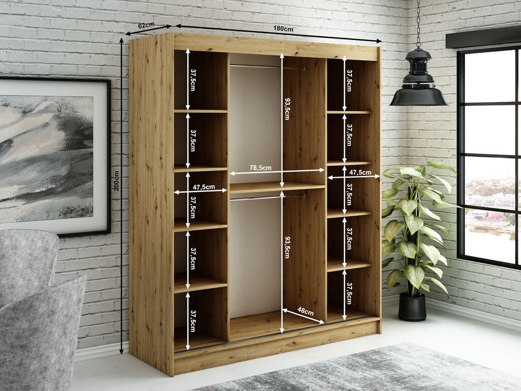 Leto Y Sliding Door Wardrobe 180cm