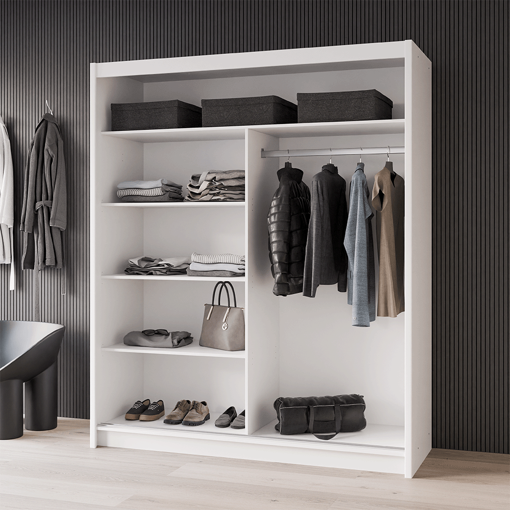 Black Mirrored Sliding Door Wardrobe 180cm – MAYFAIR