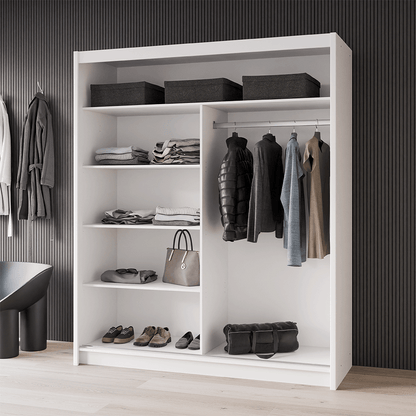 White Mirrored Sliding Door Wardrobe 180cm – MAYFAIR