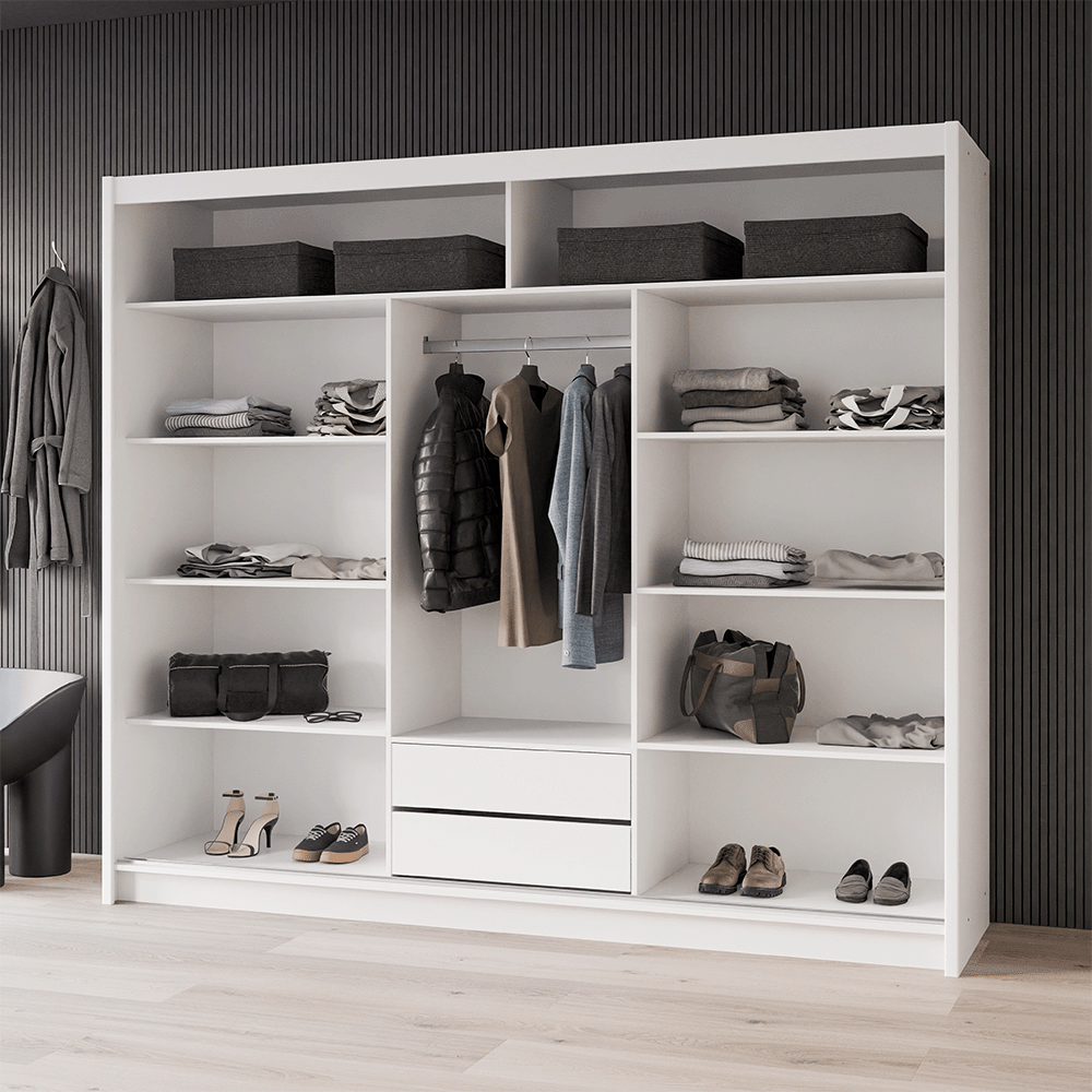 DOVER 250cm Sliding Door Wardrobe Oak Craft / Graphite Glass