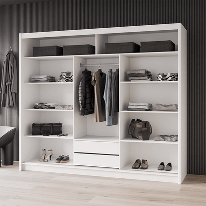 DOVER 250cm Sliding Door Wardrobe Oak Craft / Graphite Glass