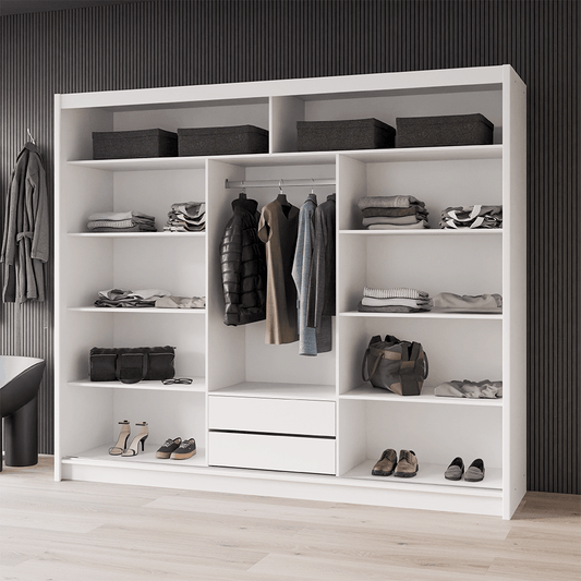 White Mirrored Sliding Door Wardrobe 250cm – MAYFAIR