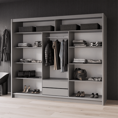 Graphite Mirrored Sliding Door Wardrobe 250cm – DERBY