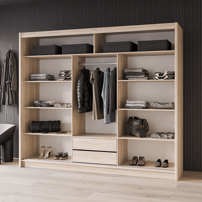 Oak Sonoma + Lava Mirrored Sliding Door Wardrobe 250cm – GRAYSON