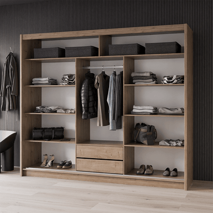 Oak Wotan / Black Mirrored Sliding Door Wardrobe 250cm – WINDSOR