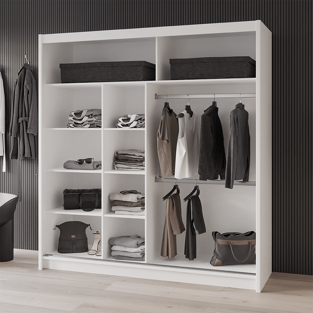 KINGSTON 203cm Sliding Door Wardrobe Oak Canyon + Lava + Mirror