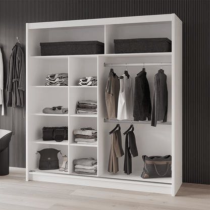 KINGSTON 203cm Sliding Door Wardrobe Oak Canyon + Lava + Mirror