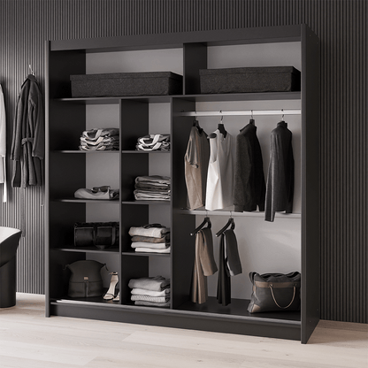 Black Mirrored Sliding Door Wardrobe 203cm – MAYFAIR