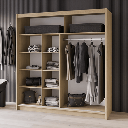 Oak Sonoma Mirrored Sliding Door Wardrobe 203cm – CHESTER 2