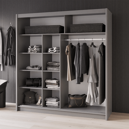 Graphite Mirrored Sliding Door Wardrobe 203cm – NORWICH