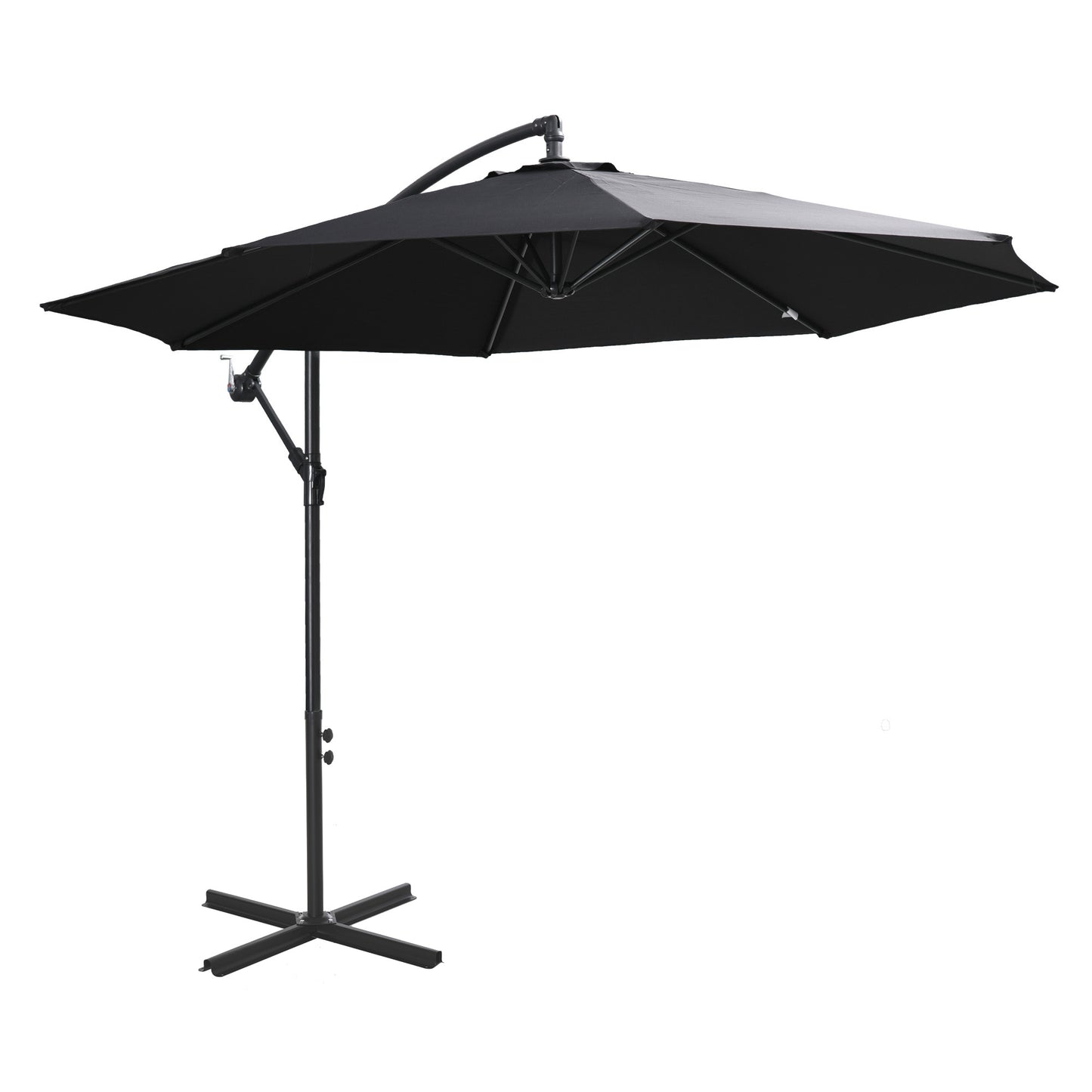 Outsunny 2,45 m parasol z wysięgnikiem, wytrzymały, wodoodporny parasol ogrodowy z podstawą krzyżową, czarny