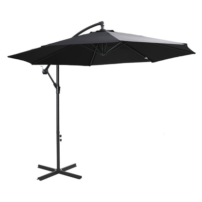 Outsunny 2,45 m parasol z wysięgnikiem, wytrzymały, wodoodporny parasol ogrodowy z podstawą krzyżową, czarny