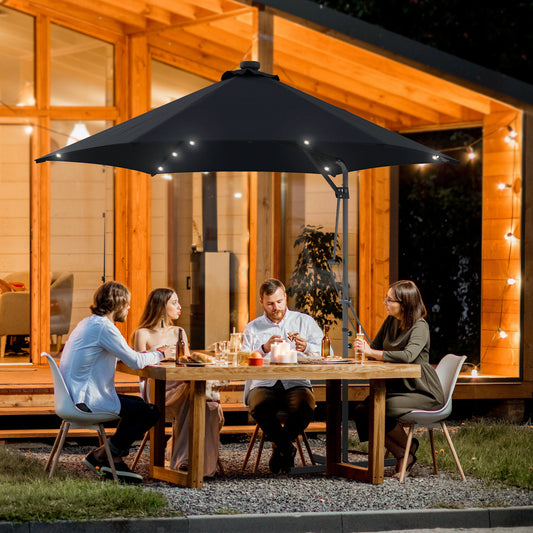 Outsunny 3(m) Solar LED Cantilever Parasol, Black