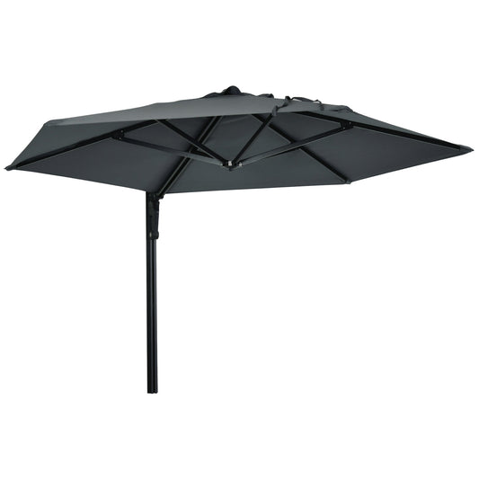 Outsunny 2,5 m Parasol ścienny, ręcznie pchany parasol ogrodowy z daszkiem obrotowym o 180 stopni na werandę, taras, do ogrodu, 250 cm, ciemnoszary