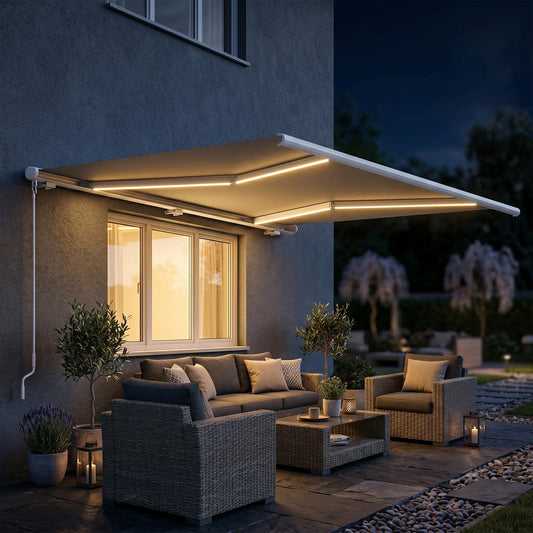 Outsunny Full Cassette Electric/Manual Retractable Awning in Grey, image 2