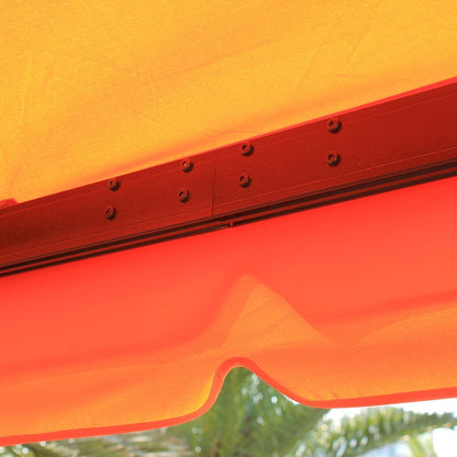 Outsunny 4 x 3 m aluminiowa altana ogrodowa, podwójny dach, zadaszenie altanki zewnętrznej z siatką i zasłonami do ogrodu, trawnika, podwórka i tarasu, pomarańczowy