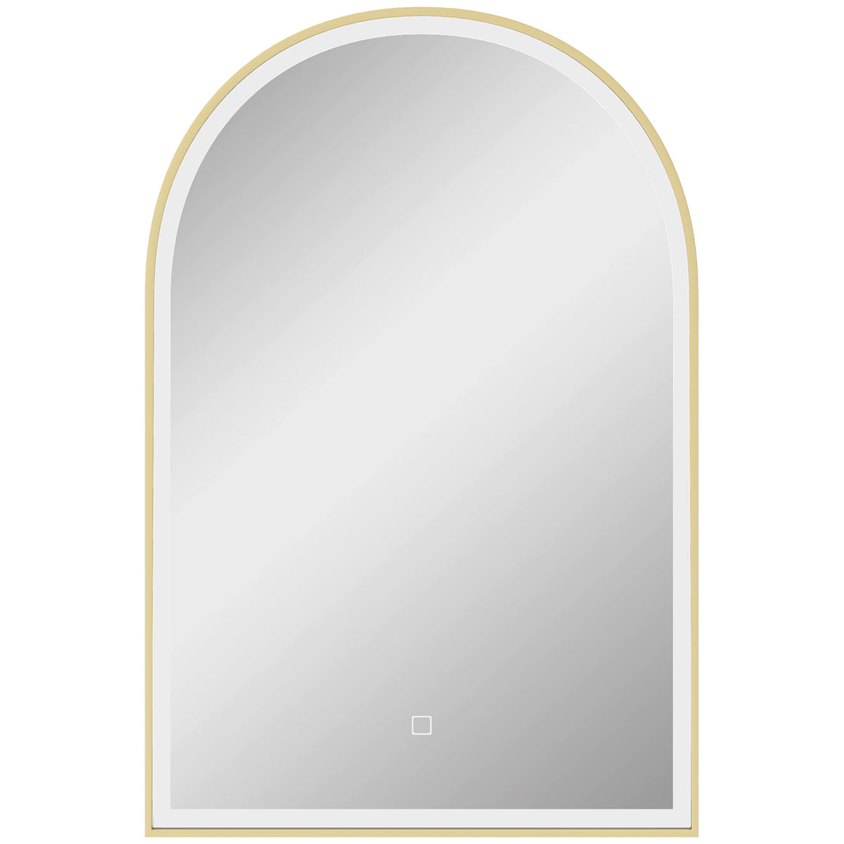 HOMCOM 90 x 60 cm Bathroom Mirror with LED Lights, Anti-Fog Arched Vanity Mirror with 3 Colour Dimmable, Gold Tone