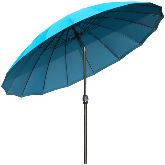 Outsunny 2,5 m Szanghajski parasol ogrodowy z korbą i pochyleniem, regulowany zewnętrzny daszek przeciwsłoneczny, niebieski