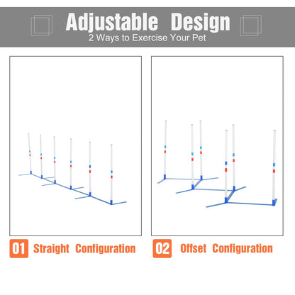 مجموعة مسار عقبة ممتعة لتدريب خفة الحركة للكلاب قابلة للتعديل من PawHut مع أعمدة منسوجة وحقيبة تخزين للفناء الخلفي أو الحديقة