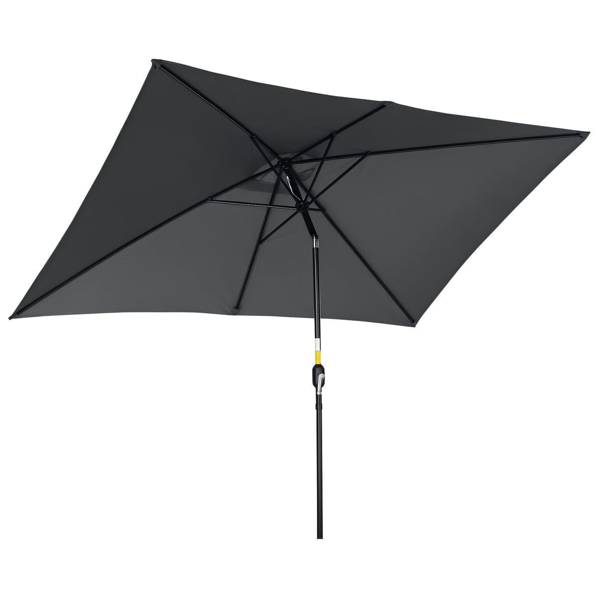 Outsunny 3x2m Garden Parasol Umbrella with Aluminium Pole, Tilt and Crank, Rectangular Outdoor Table Parasol Sun Shade for Patio, Black
