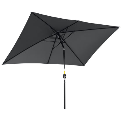 Outsunny 3x2m Garden Parasol Umbrella with Aluminium Pole, Tilt and Crank, Rectangular Outdoor Table Parasol Sun Shade for Patio, Black