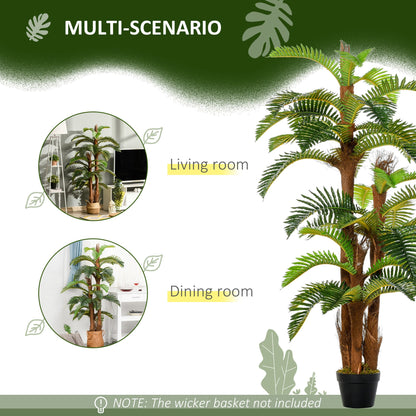 Outsunny Artificial Plant Tropical Fern in Pot, Fake Plants for Home Indoor Decor, 150cm, Green