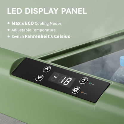 Outsunny 30L Portable Car Refrigerator - Light Green and Grey