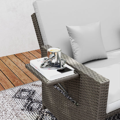 Outsunny Rattan Day Bed, z podnóżkiem - jasnoszary