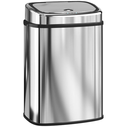 HOMCOM 50L Stainless Steel Sensor Bin - Silver Tone