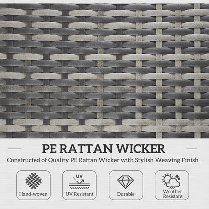 Outsunny Rattan Folding Sun Lounger Outdoor Chair with Cushion and Pillow Mixed Grey