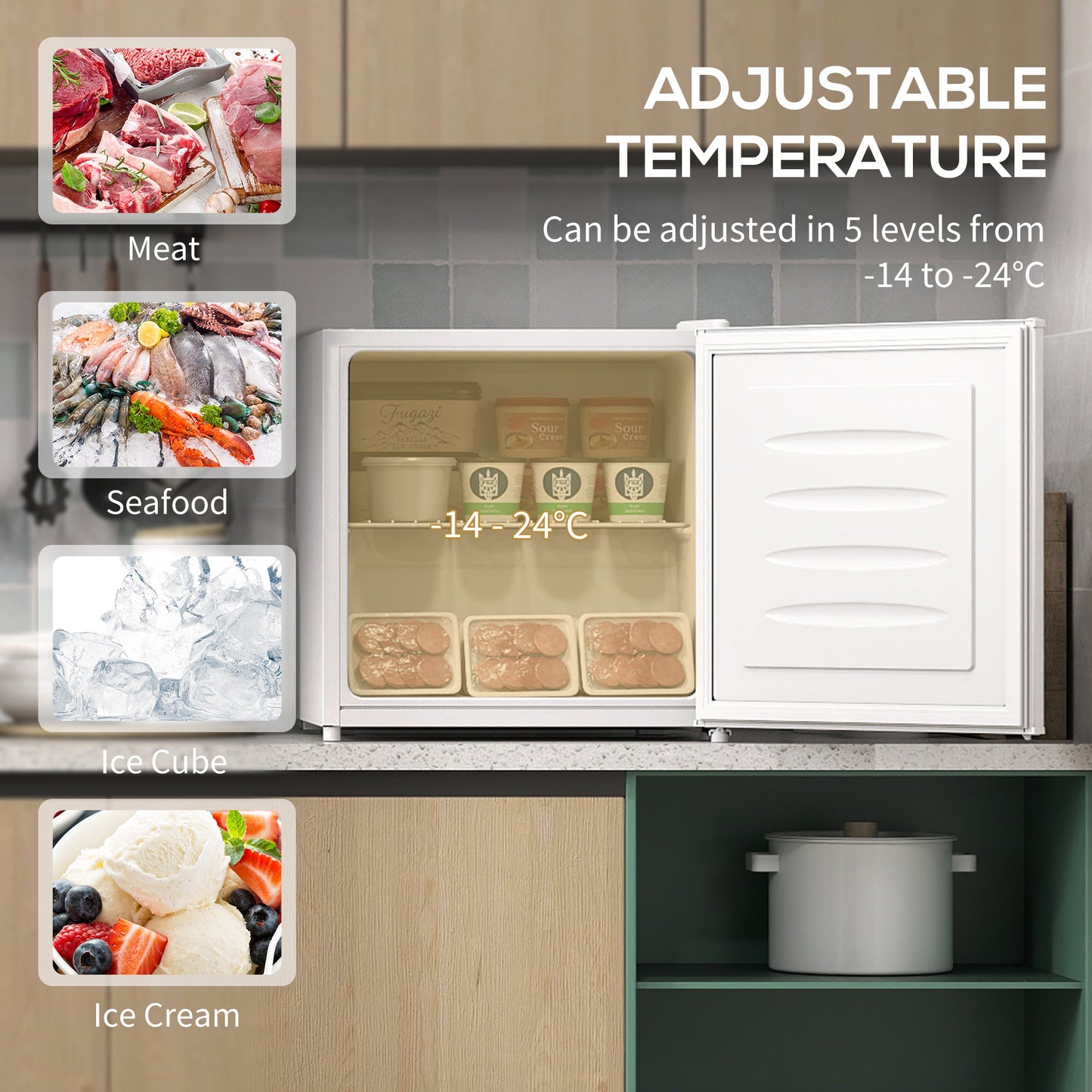 HOMCOM 35L Mini Freezer, -24√¢‚Äû∆í to -14√¢‚Äû∆í Temperature - White