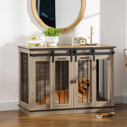 PawHut Dog Crate Furniture for Large Dogs, Double Dog Cage for Small Dogs