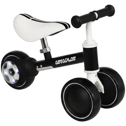 AIYAPLAY Balance Bike for Kids 1-2 Years, Toddler Bike with Adjustable Seat and Lighting Rear Wheels for Boys and Girls, Black
