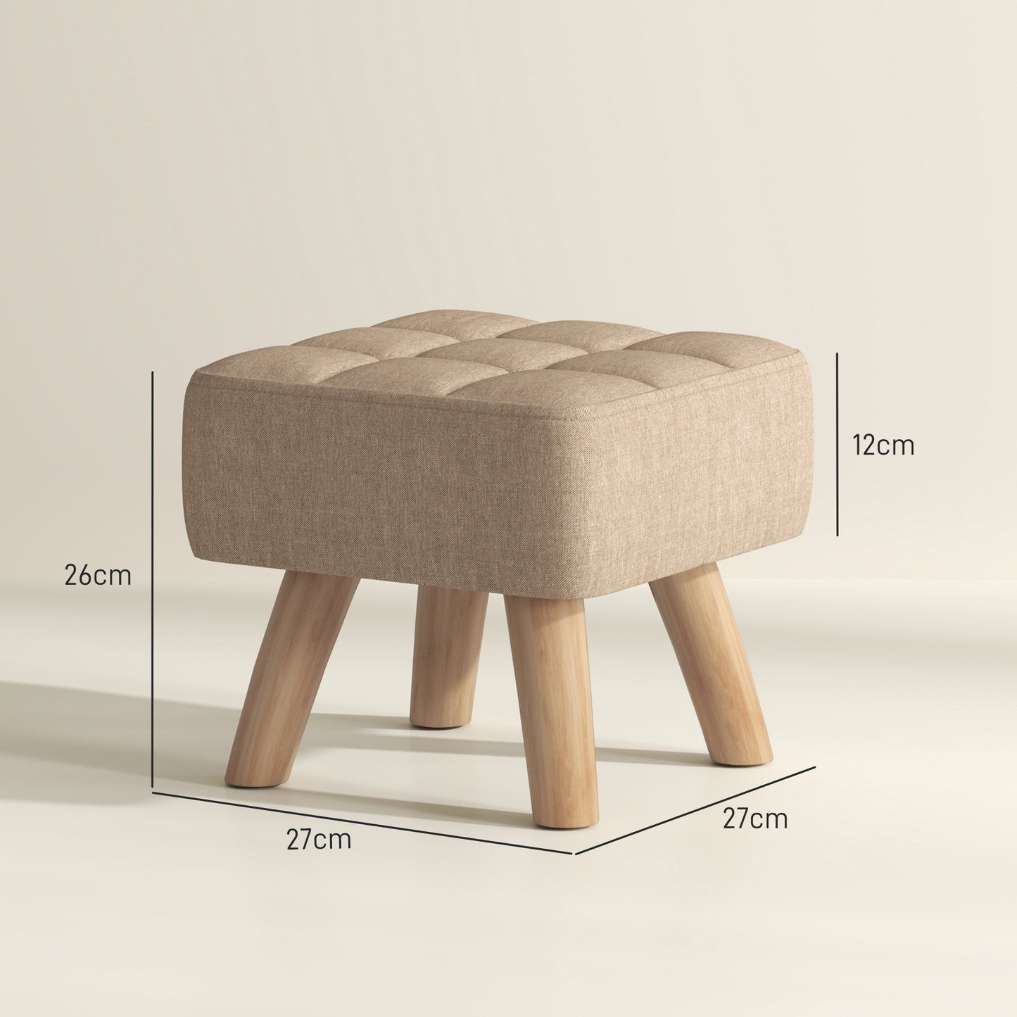 Podnóżek HOMCOM Linen-Look Square Padded - brązowy