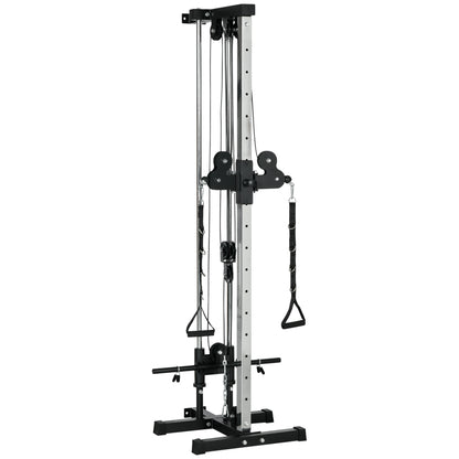 SPORTNOW Wall Mount Cable Machine, 15 Positions Adjustable Cable Crossover Machine Dual Pulley System for Home Gym