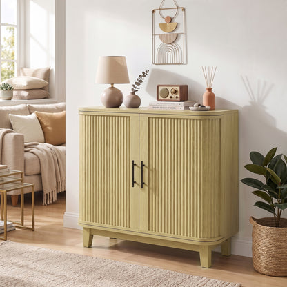 HOMCOM 80cm Sideboard Buffet Cabinet, Storage Cabinet with 2 Curved Doors, Adjustable Shelf and Legs for Dining Room, Oak