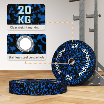 Zestaw talerzy olimpijskich SPORTNOW, solidne gumowe talerze bumperowe, dyski z otworami 2"/5cm, do podnoszenia ciężarów w domowej siłowni, trening siłowy, 2 x 20 kg