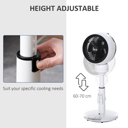 28'' Air Circulator Fan 3 Speed 3 Mode, 70° Oscillation 90° Vertical Tilt, Height Adjustable, Remote Controller for Living Room, Black & White