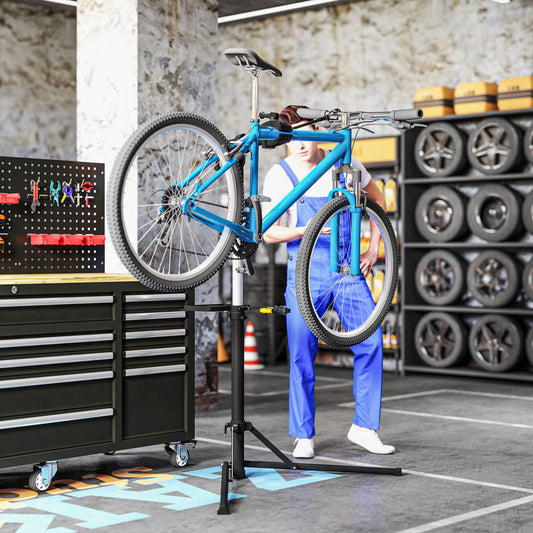 HOMCOM Bike Repair Stand, Max Load 40kg, Foldable, Height Adjustable, for Road Bike, Mountain Bike, E-bike