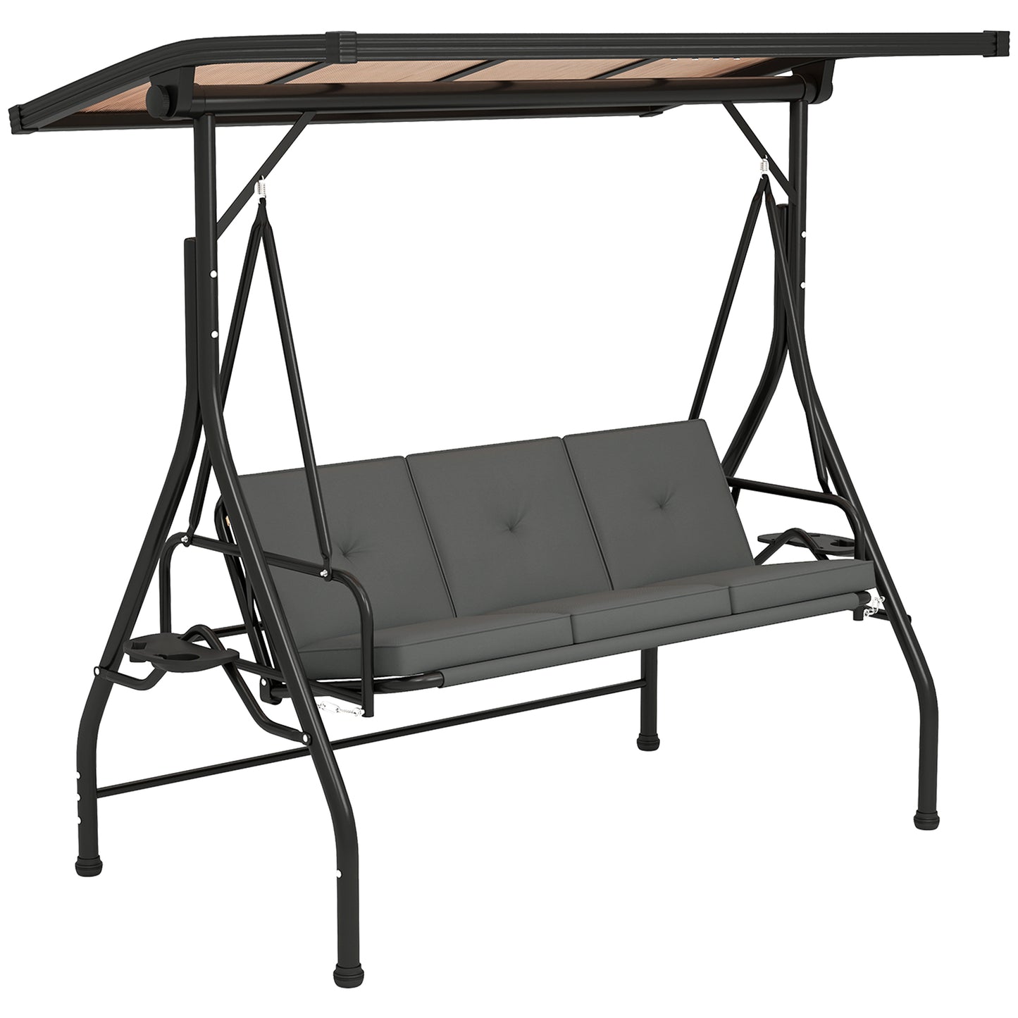 Outsunny Convertible Three-Seater Swing Bench Bed - Ciemnoszary