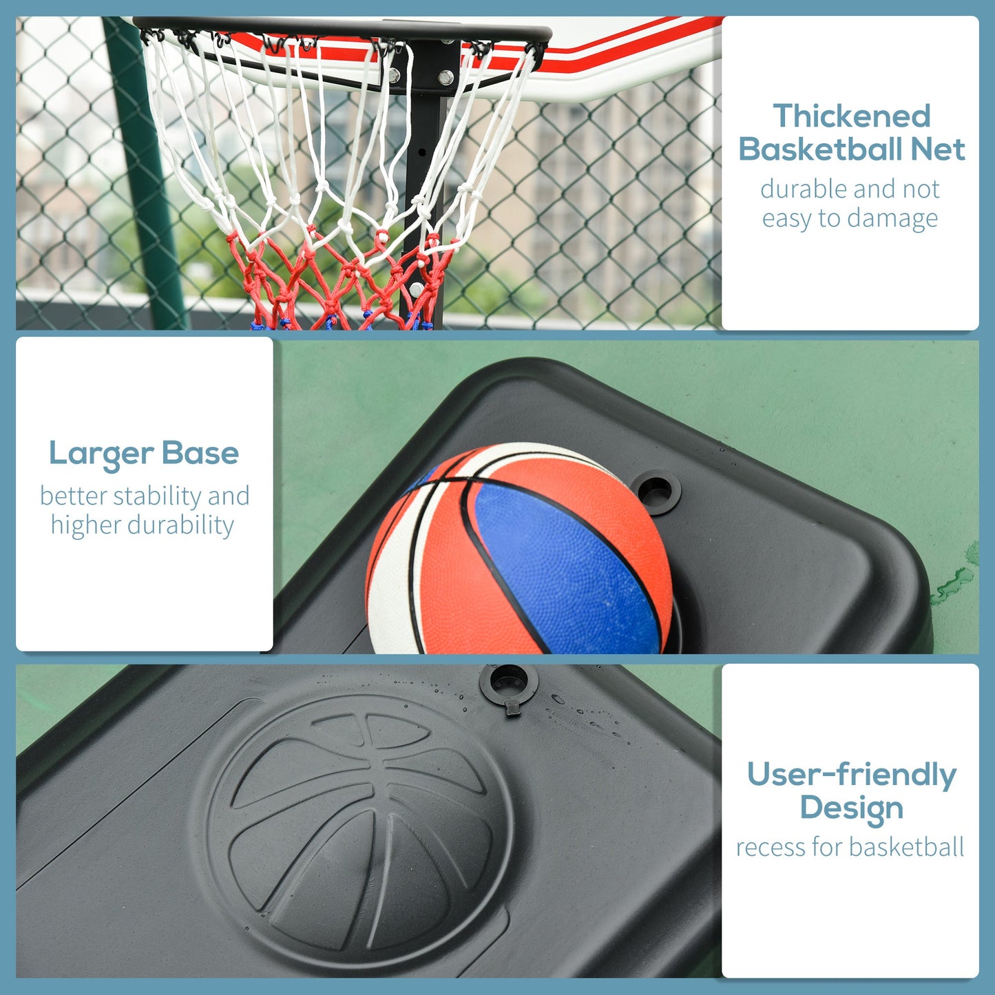 Portable Basketball Stand Net Hoop With Wheels - Black/White