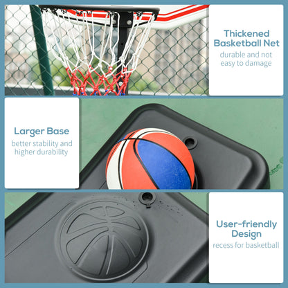 Portable Basketball Stand Net Hoop With Wheels - Black/White