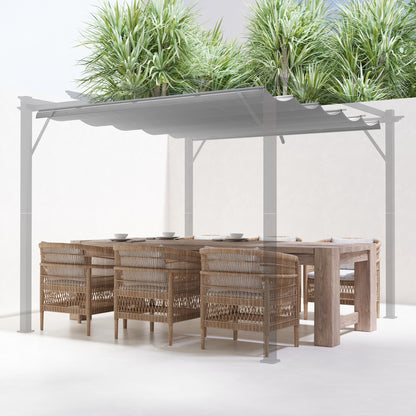 Osłona przeciwsłoneczna Outsunny Retractable Pergola Shade Cover, wymienna tkanina na baldachim do pergoli 3 x 3 (m), dach altany Retractable, jasnoszary