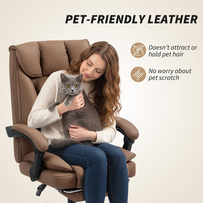 HOMCOM 155Â° Reclining Faux Leather Swivel Office Chair - Brown