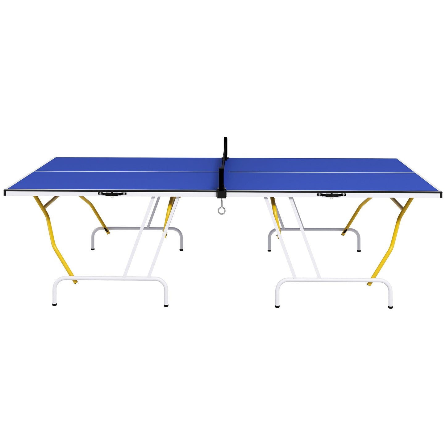 SPORTNOW 9FT Foldable Table Tennis Table, with Cover, Net, Paddles, Balls - Blue