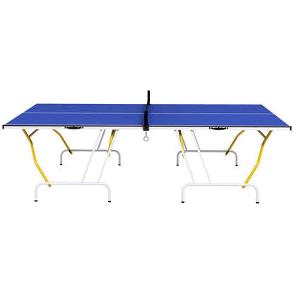 SPORTNOW 9FT Foldable Table Tennis Table, with Cover, Net, Paddles, Balls - Blue