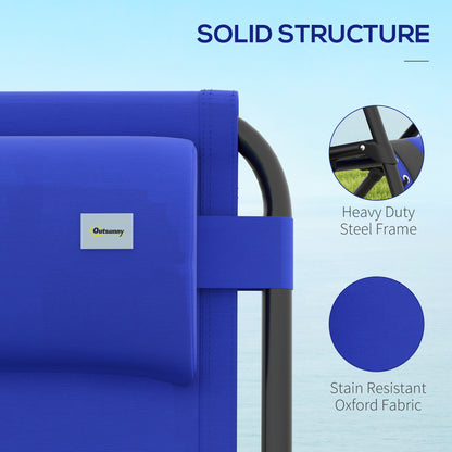 Outsunny Zero Gravity Lounger Chair, składany rozkładany fotel ogrodowy z wyściełanym siedziskiem, uchwytem na kubek, miękką poduszką i zagłówkiem do użytku przy basenie, kempingowy, niebieski