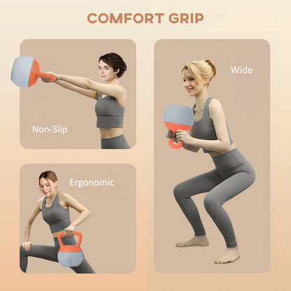 SPORTNOW 10KG Soft Kettlebell, Kettle Bell with Non-Slip Handle for Home Gym, Weight Lifting, Strength Training, Orange/Grey